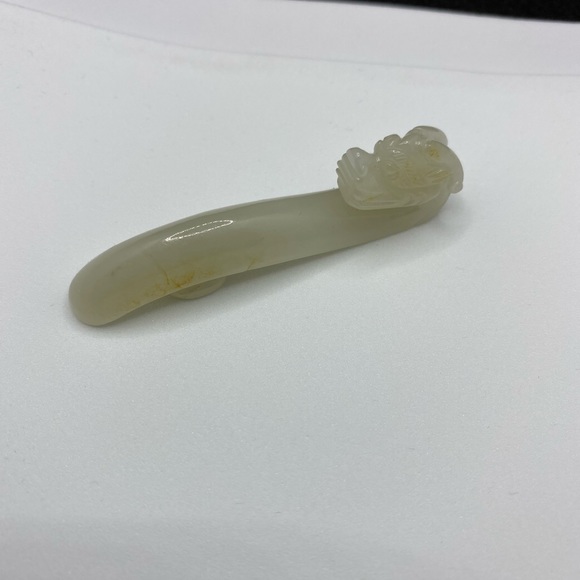 Hetian nephrite jade mutton fat dragon head buckle - Picture 7 of 16